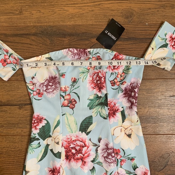 NEW Forever 21 | Blue Floral Off Shoulder Dress - Picture 4 of 7